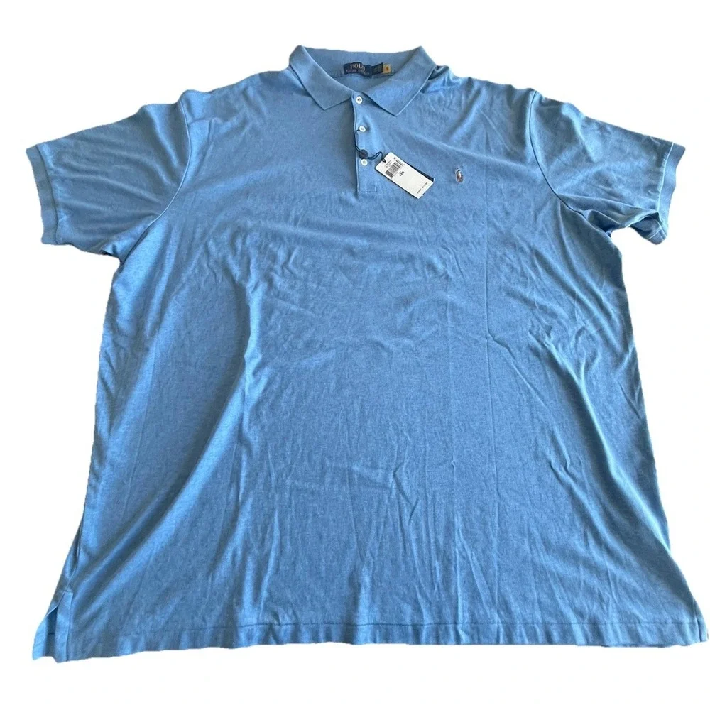 Polo Ralph Lauren Polo Shirt Mens 4XB Blue Big And Tall Flesh Pony Cotton‎